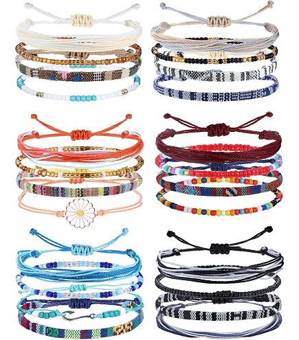 Lot de 9 bracelets d'amitié colorés en fil tressé pour prière, Taille unique, fil tressé Lot de 9 bracelets d'amitié colorés en fil tressé pour prière, Taille unique, fil tressé