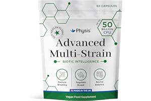 Physis 50 Billion CFU Probiotics for Gut Health | Digestion | Bloated Stomach Relief | 60 Capsules (up to 2 Month Supply) | Complete Gut Repair | Probiotics for Men & Women | Made in The UK