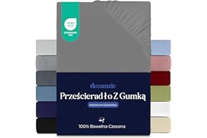 Prześcieradło Dreamzie 160x200 cm, 100% bawełna Premium Jersey, wysokość materaca do 27 cm, hipoalergiczne, Oeko-Tex, antracyt