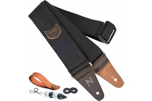 Nefelibata Sangle de guitare, pour guitare basse, électrique et acoustique, bouton de sangle, boucles de sangle et médiators