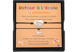 CheersLife Mere Fille Bracelet Mere Fils Cadeau Noel X Cadeau Fetes Des Mere Anniversaire Femme Ado Fille Original Idee Coeur Dinosaures Puzzle Bijoux Retour à l'école Le Premier Jour D'École