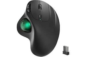 Nulea M501 Wireless Trackball Mouse, Rechargeable Ergonomic, Easy Thumb Control, Precise & Smooth Tracking, 3 Device Connection (Bluetooth or USB Receiver), Compatible for PC, Laptop, Mac, Windows.
