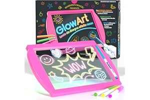 Marvin's Magic - Incredibile Tavolo da Disegno Luminescente per Bambini - Set Neon con Supporto e 4 Penne Magiche Fluorescenti - Colore Rosa, Creatività Illuminata!