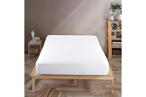 ‎VENCY Vency Premium Jersey Spannbettlaken 200x200cm Weiß - Spannbetttuch 100% Baumwolle, Bettlaken 200x200 Bis 35 cm Matratzenhöhe Weiß