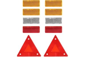 AILUYA 10 piezas de reflectores de ojos de gato, amarillo, blanco y rojo, autoadhesivos, triángulos, rectángulos, reflectores para coche, camión, caravana