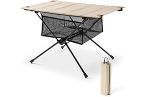 KUOGAS Tavolo Campeggio - Tavolo da Campeggio Pieghevole con Rete di Stoccaggio & Borsa di Trasporto | Piccolo & Ultra-Leggero (60 x 40 x 39,5 cm) | Ideale per Esterno, Barbecue, Pesca & Escursionismo
