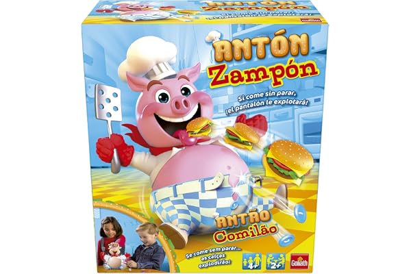 Goliath Antón Zampón, Juego De Mesa. Si Come Sin parar el cinturón explotará. Juego Para niños a partir de 4 años. Cerdito Come hamburguesas.