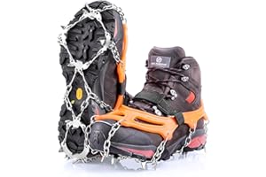 AGPTEK Ice Tacchetti 19 Denti, Ramponi da Ghiaccio per Scarpe Portabile Neve Ramponi per Donna e Uomo con Ottimo Grip per Passeggiate, Jogging o Escursioni Camping su Neve e Ghiaccio