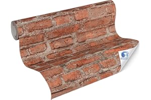 A.S. CRÉATION Papel pintado mural DESIGNDROP - papel pintado tejido-no tejido precolado piedra en rojo, marrón - 10,05m x 0,53m - papel pintado ladrillo moderno para el salón - 784561