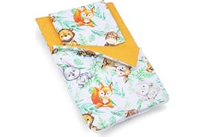 PinkZebra Sacco Nanna per Bambole Set da 2 Pezzi con Cuscino per Letto, Biancheria da Letto per Bambole Fronte-Retro, Cotone, Cuccioli