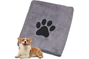 XIASHENG 1 Pieza oallas de Secado Rápido para Perros 75 x 35 cm Toalla Absorbente y Suave,Toallas Suaves y Duraderas para Perros,Grande Toalla del Mascotas Microfibra para Mascotas Perros y Gatos-Gris Oscuro