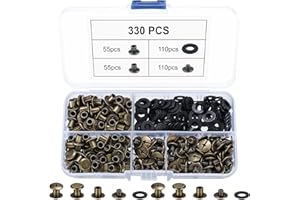 MAUUUBA 330 SZT Chicago Śruby Książkowe, Nitownice Śrubowe, Zestaw Nitów Chicago, Śruby Książkowe z Głowicą Krzyżową do DIY Pasków, Książek, Scrapbookingu, Oprawy Książkowej, Nitów do Skóry