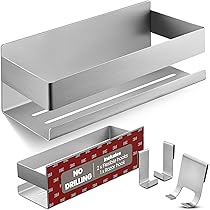 Handdoekrek Zwart LIEBHEIM Handdoekhouder Zonder Boren - Plakbare Roestvrijstalen Handdoekstang 22 Cm (geborsteld) Zij-ingang Handdoekstang