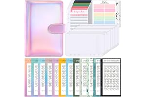 SKYDUE Carpeta Presupuesto A6 Con Desafío De Ahorro, Sobres Ahorro Dinero, Carpeta Ahorro Dinero, Carpeta Ahorro Dinero Libreta De Ahorro Para Viajes Y Carpetas De Diario(Polvo Láser)