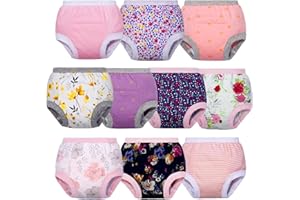 BIG ELEPHANT Baby Mädchen 6er-Pack Töpfchen-Unterwäsche, gepolsterte, saugfähige Blumen-Trainingshose für Kleinkinder