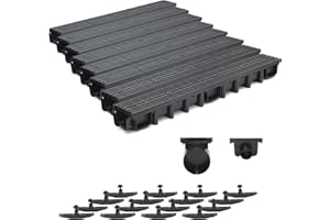 ZMMMAXPOL 8m Entwässerungsrinne für modulares System A15 98mm, komplett Stegrost Kunststoff, Schwarz Line