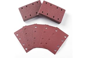 Sruhrak 50 Pièces Papier a Poncer, 80x133mm Feuilles Abrasives 40/60/80/120/240 Grains Abrasives Papier pour Ponceuse Vibrante Polir et Enlever La Rouille