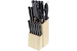 Pradel Excellence i7412 Blocco Legno di 17 Pezzi di coltelleria Legno Acciaio Inox e Legno 10.5 x 14.5 x 34.200000000000003 cm 17 unità (S)
