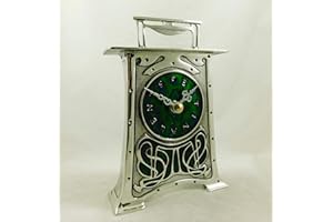 Seven Secrets Archibald Knox Design Pewter Clock Art Nouveau Period Reproduction | Silver Colour 15cm H |Made in England | AK45