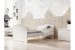 KOBI Cama Infantil LUK 140x70 en Juego con barandilla, colchón, Estructura, para niña y niño, para habitación Infantil