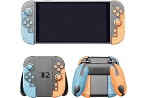 Luck&Link Controller Grip Kit for Nintendo Switch 2, Textured Skin, Anti-Skid, Sweat-Absorbent. Compatible with Joy-Con 2 controllers, featuring handle grips, buttons,triggers (Ultra - Blue Orange)