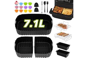 Ninipie 28 Pezzi Teglie in Silicone Accessori per Friggitrice ad Aria Philips Air Fryer Serie 1000 Singolo/Doppio Cestello Flexi 7.1L, Silicone Liners Mould per Philips Airfryer Flexi (NA154/00)