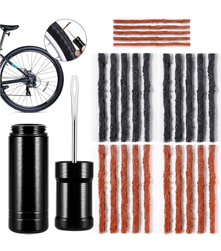 Kit Riparazione Pneumatici Tubeless Per Bici | Per MTB E Corsa | 10 Strisce Gomma E Forchetta | Portatile - Foto 12