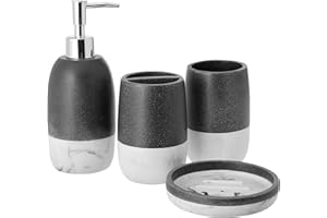 Sweet Home Collection Contemporary Decorative Beautiful Designs Bath Shower Tub Décor, Resin, Marbelized, 4 Piece set