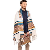 Jerusalem Tallit Gebetsschal 185 X 54 Cm - Messianisch, Aus Weichem Polyester, Mit Beutel