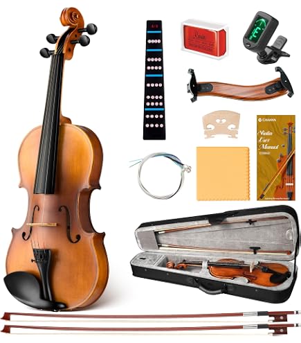 Violon Débutant Taille 1/2 - Kit Complet Avec Étui, Accordeur, Cordes De Rechange - Enfant/Adulte - Qualité Pro