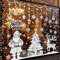 Adesivi Murali Natale Con Poinsettie E Farfalle, 8 Fogli 21x30cm, Decorazione Festiva Rimovibile