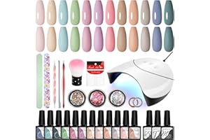 VANREESA Kit Semipermanente Unghie con U V Lampada 12 Coloris Set Unghie Kit Smalto Semipermanente Unghie con Matt Top Base Coat Regali per Donna