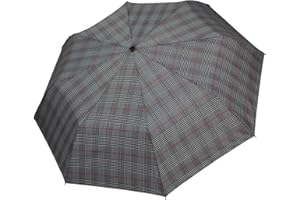 H.DUE.O Ombrello Pieghevole Antivento Robusto. Ombrello Piccolo Automatico Apri Chiudi. Fantasia Classica Scozzese, Custodia Abbinata Con Cerniera [OXFORD]