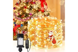‎LEPRO LE 10M LED Lichterkette aus Kupferdraht, 100 LEDs, Wasserdicht IP65, Strombetrieben mit Stecker, ideal für Weihnachtsdeko, Innen, Außen, Weihnachten Party usw. Warmweiß