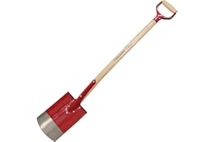 Fiskars Gärtnerspaten für weiche, steinarme Böden, Rund, Länge: 106 cm, Astfreier Eschenholz-Stiel/Stahl-Blatt, Rot, Classic, 1003691