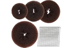 Brown Hair Donut, Teenitor 4 Sizes Donut Bun Maker with 20pcs 7cm Brown Bobby Pins, Extra-large & Large & Medium & Small Hair Bun Ring Style as Ballet Bun Kit for Dancer Ballerina Chignon Doughnut