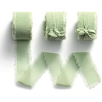 3 Rotoli Nastro Chiffon Verde Scuro 4cm X 7m - Frange Strappate A Mano Per Bouquet Sposa E Confezioni Regalo