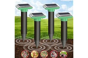 CHAOHUA Solar Ultraschall Maulwurf Vertreiber, Maulwurf Vertreiber Testsieger, 4 Stück Maulwurfschreck, IP66 Wasserdichter Maulwurf Vertreiben für Abwehr von Wühlmaus Vertreiben und Erdhörnchen in Rasen