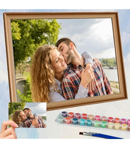 UM UPMALL Personnalisée Peinture par Numéro Adulte, Kit Peinture Numéro Adulte Personnalisé, Faites Votre Propre Photo, Avec Peintures et Pinceaux/ DIY Décoration De Maison/Différentes Tailles