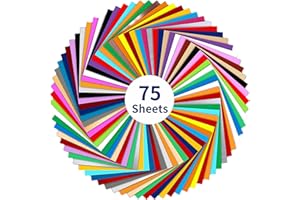 IModeur Láminas de vinilo permanente (75 paquetes, 30,5 x 30,5 cm) - Vinilo Cricut de 38 colores (mate y brillante), vinilo adhesivo para todas las máquinas de corte