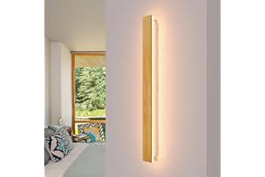 ‎AOEH AOEH Wooden Wall Light LED Wall Lamp Long Indoor Wall Lighting Modern Dimmable Wall Light with Remote Control 29 W Wooden Night Lamp Wall Lamps for Bedroom Living Room Hallway Staircase Lamps, 80 cm