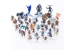 IPEAU DND Miniatures Dungeons and Dragons Starter Set 32 Fantasy Art Minis para D&D 5E Figuras Planas de Plástico para Pathfinder TTRPG Accesorios Mesa RPG Juegos DM Regalo