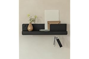 Kazai. Portachiavi da parete 'Holmsen' | Design minimalista porta chiavi da muro per casa ispirato Berlino | Appendi chiavi con mensola metallo | Appendichiavi ingresso, arredo da corridoio | Nero
