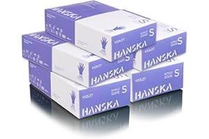 HANSKA Lot de 500 gants jetables nitrile Violet – sans poudre – jetables – ambidextres – non stériles – Base en caoutchouc – Convient pour les domaines médicaux, la manipulation des aliments (500, S)