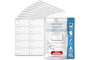 Innoveem Freezer Labels Easy Peel Off - Frozen Food Labels Stickers That Leave No Sticky Residue After Use - Perfectly Sized Reusable Fridge Labels (6 x 3cm) with Easy to Write Surface. [100 Pack]