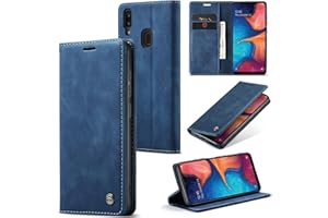WJXEXRS Handyhülle für Samsung Galaxy A20E Hülle, Premium Klapphülle Leder Schutzhülle Klappbar mit Kartenfach Ständer Magnet Handytasche Standfunktion Flip Case Lederhülle Samsung A20E - Blau