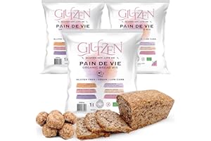 Préparation pour Pain Sans Gluten Bio GLUTZEN, Sans Machine à Pain. Mix Pain Complet Low Carb. Pain de Graines Nutritif Sain Prêt en 3Min. Cœliaque, IG Bas, Keto, Vegan, Sans Allergènes. (3x250g)