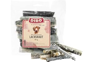 DIBO Piel de salmón, Bolsa de 50 g, el pequeño Aperitivo o golosina para Comida para Perros