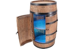 Creative Cooper Botellero de Madera con Puerta con LED RGB– Armario con Alcohol, Madera – Barril de Madera – Muebles de Barril – Soporte para Vino – Barril de Vino – Barril con Puerta – 80cm (wenge)