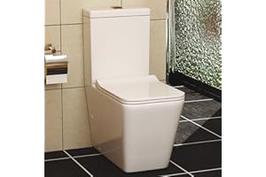 ROYAL BATHROOMS Elena Modern White Close Coupled Rimless Toilet with Cistern Slim Soft Close Seat Bathroom WC